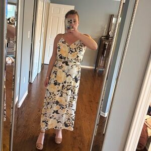 Floral Maxi Dress - Navy & Cream